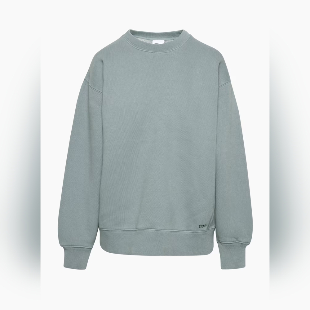 Aritzia TNA Bubble Fleece Boyfriend Crew Sweatshirt - Gd Shady Blue, Size XS
